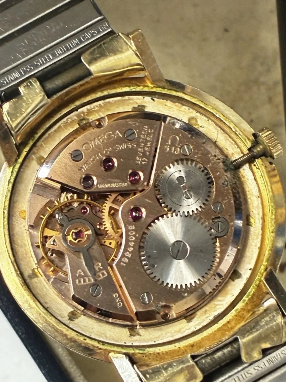 1962 14K Gold Filled Omega Windup 34mm Watch 17 Jewels 19844002 RUNNING 510 Cal